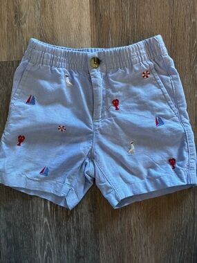 Janie and Jack Light Blue Nautical Embroidered Shorts